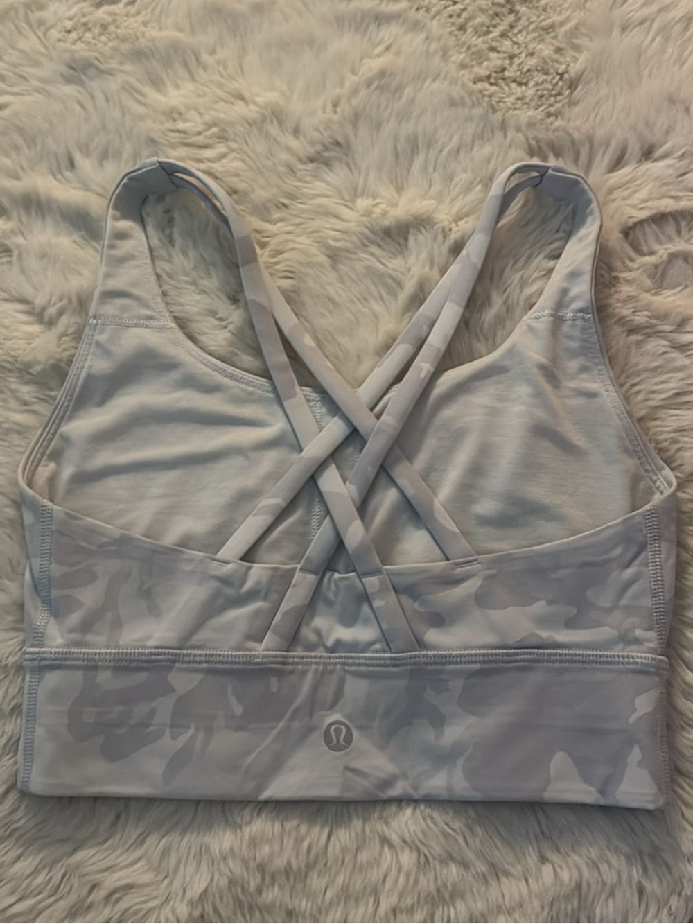 lululemon athletica Pale Gray Camo Strappy Sports Bra
